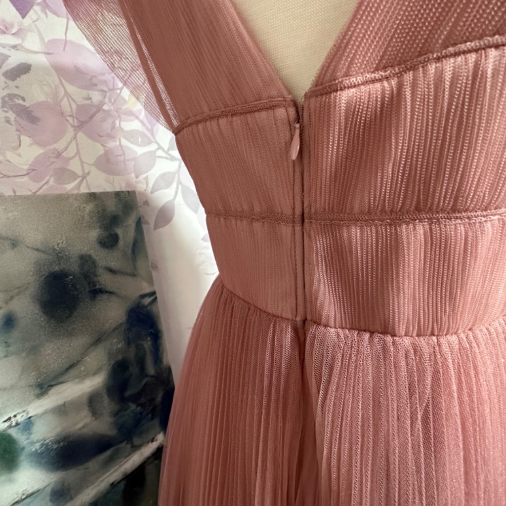ASOS Tulle Maxi Dress Rose Pink Size 6 - Picture 7 of 7